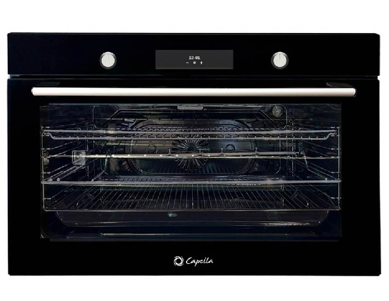 HORNO CAPELLA B9102 GLASS A GAS C/GRILL ELÉCTRICO PARA EMPOTRAR NEGRO 90Lts