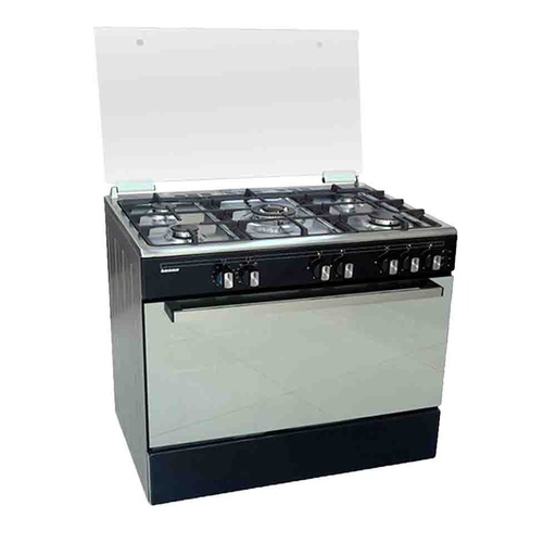 [BECO90BM] COCINA BENNO 90-BM 5 HORNILLAS A GAS NEGRO INOX 90 Cm