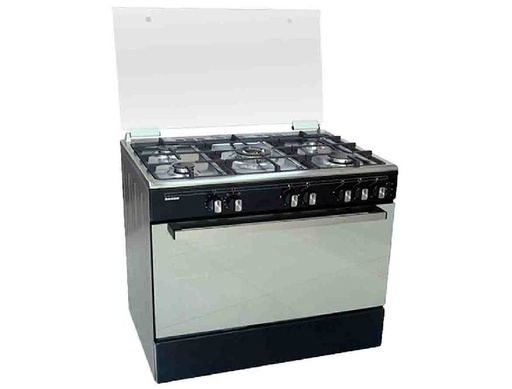 [BECO90BM] COCINA BENNO 90-BM 5 HORNILLAS A GAS NEGRO INOX 90 Cm