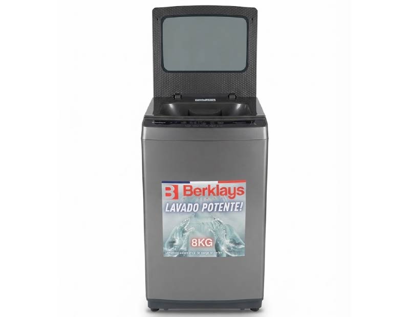 LAVADORA BERKLAYS BTL086SR CARGA SUPERIOR GRIS OSCURO 8Kg