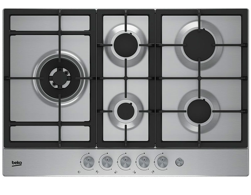 ENCIMERA BEKO HIAL 75235 SX 5 HORNILLAS A GAS PARA EMPOTRAR INOX 75Cm