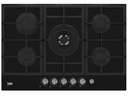ENCIMERA BEKO HILW 75235 S A GAS 5 HORNILLAS PARA EMPOTRAR NEGRO VIDRIO TEMPLADO 75Cm