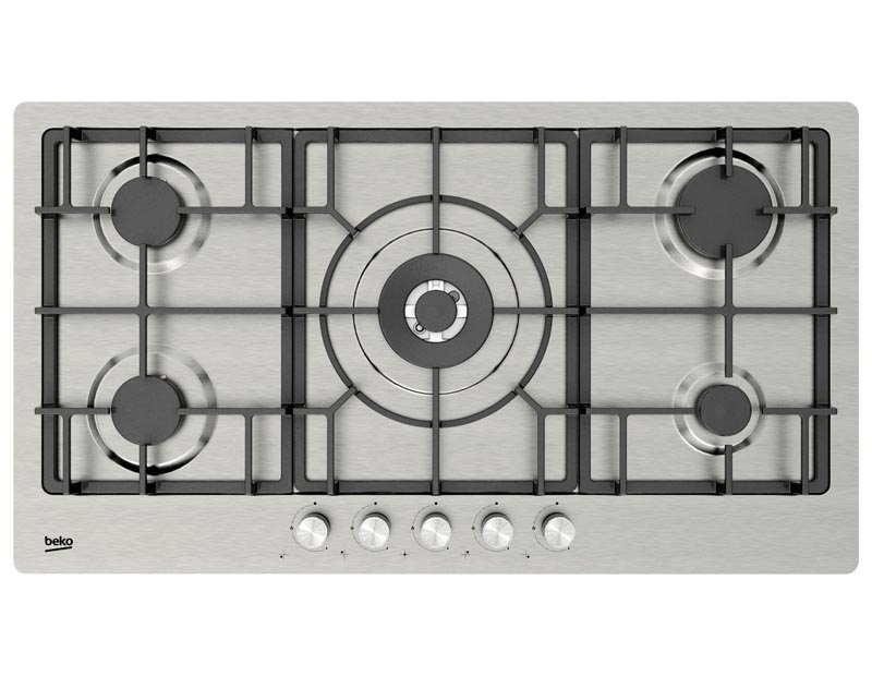 ENCIMERA BEKO HIMW 95226 SXEL 5 HORNILLAS A GAS PARA EMPOTRAR INOX 91Cm