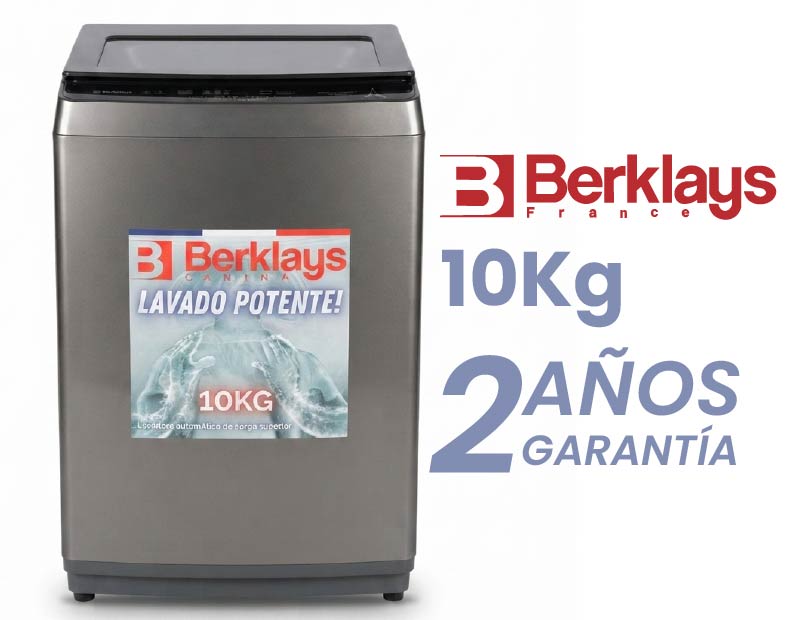 LAVADORA BERKLAYS BTL106SR CARGA SUPERIOR GRIS OSCURO 10Kg