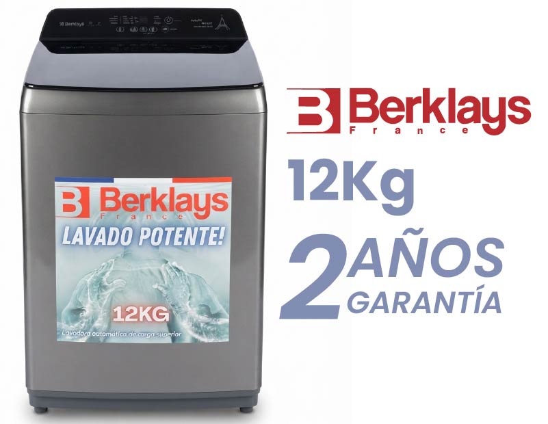 LAVADORA BERKLAYS BTL126BSR CARGA SUPERIOR GRIS OSCURO 12Kg