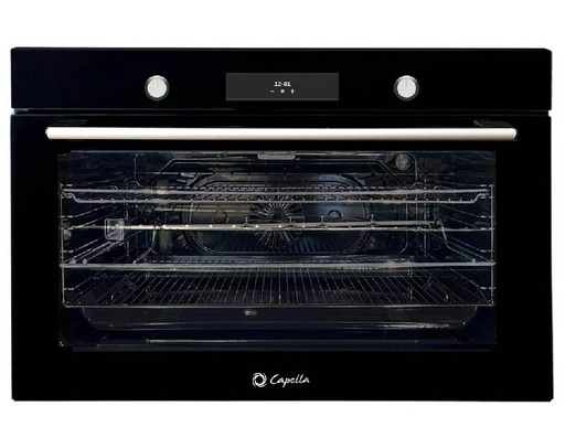 [CAHOB9102GLASS] HORNO CAPELLA B9102 GLASS A GAS C/GRILL ELÉCTRICO PARA EMPOTRAR NEGRO 90Lts