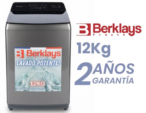 [AKLABTL126BSR] LAVADORA BERKLASY BTL126BSR Plomo 12Kg