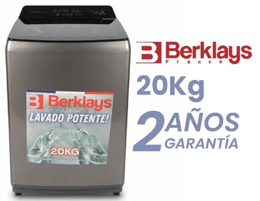 [AKLABTL206BSR] LAVADORA BERKLAYS BTL206BSR CARGA SUPERIOR GRIS OSCURO 20Kg